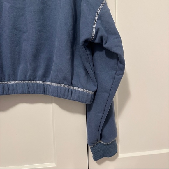 Kittenish Blue White 1/4 Zip Cropped Sweater Size XL Extra Large Women’s - Picture 7 of 11